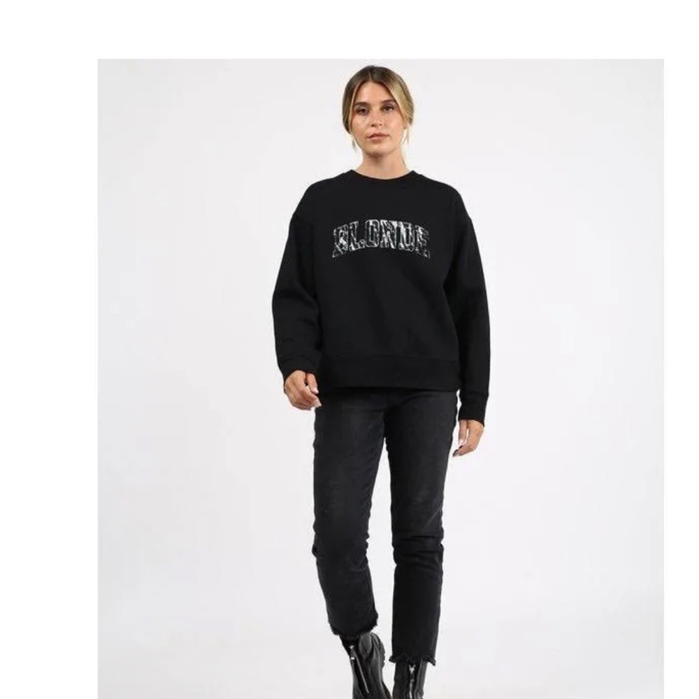 BRUNETTE THE LABEL: BLONDE STEP SISTER CREW NECK ZEBRA PRINT